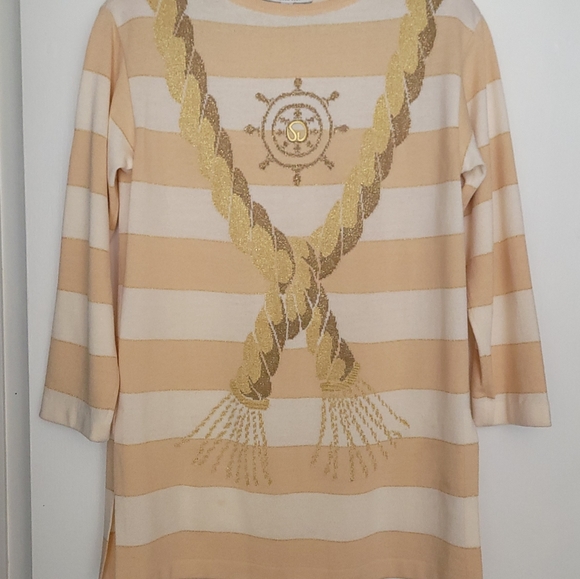Vintage St John beige nautical rope striped sweater - Picture 3 of 12